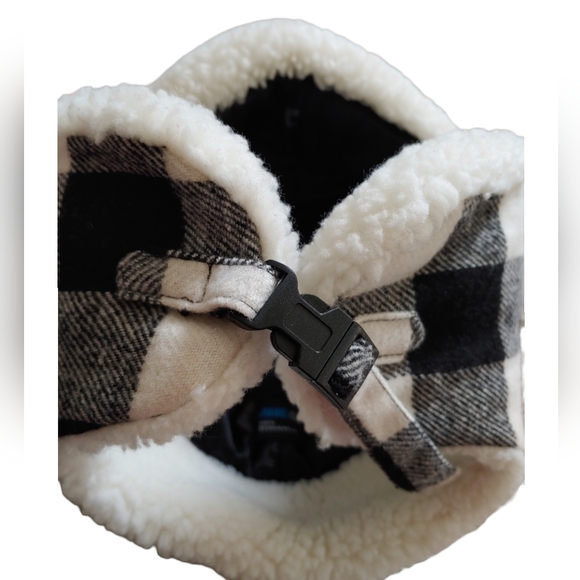 Unisex Nathanial Cole by Crown Cap Black and White Buffalo Check Aviator Cap - Picture 5 of 12